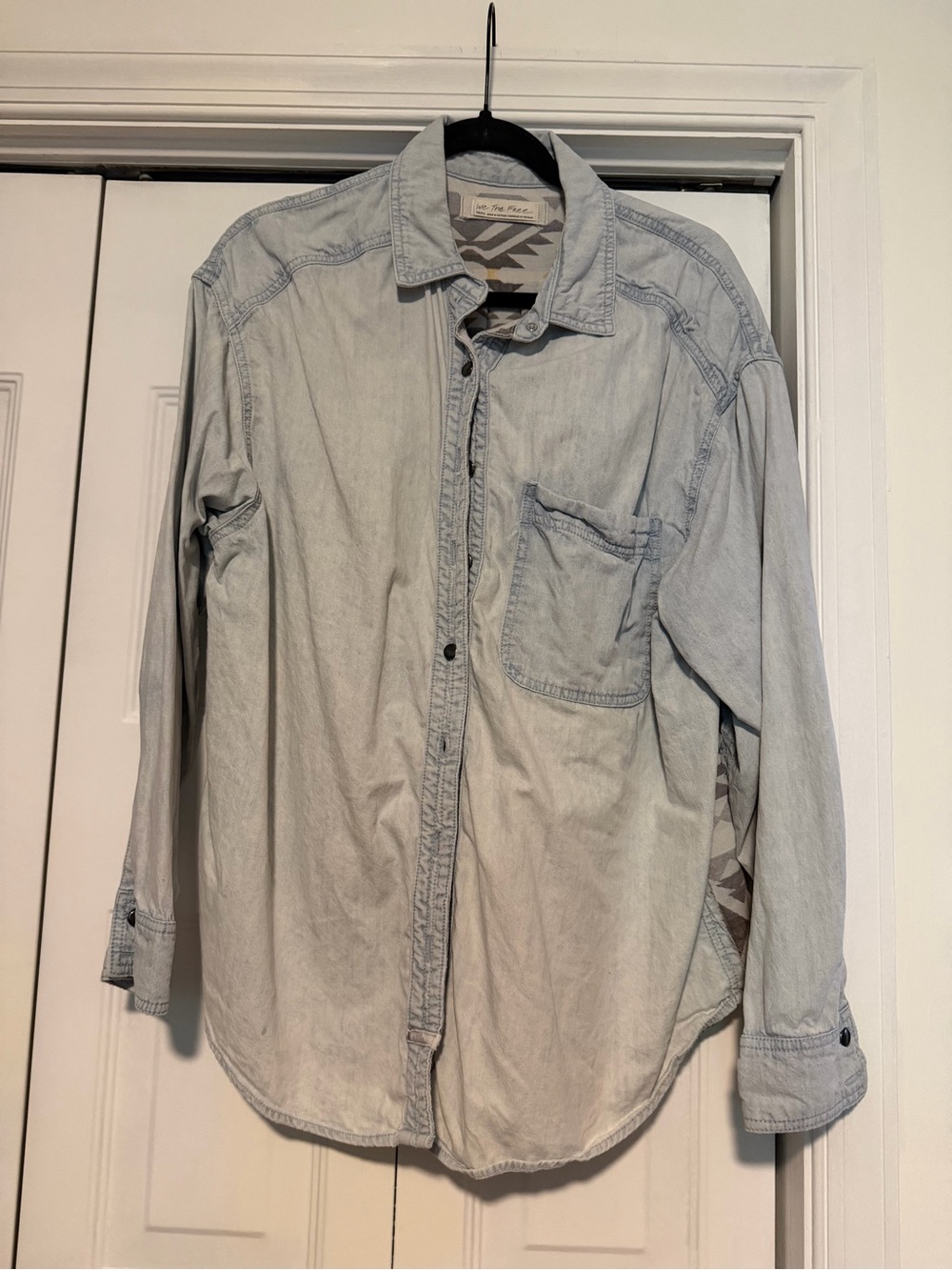 We The Free Light Blue Denim Button-Down Shirt